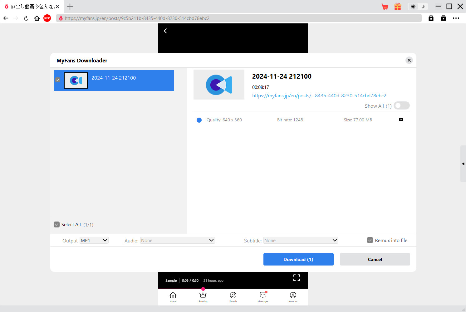 MyFans Downloader Step3