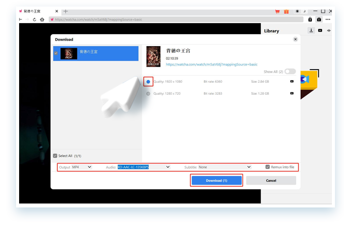 WATCHA Downloader Step3